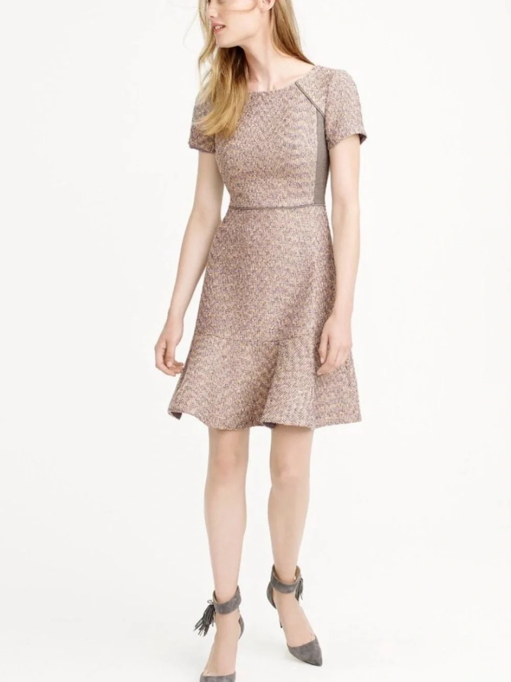 J.Crew Metallic Mixed Tweed Fit & Flare Dress Sz 6 A-line, fit-and-flare Office - Picture 1 of 13